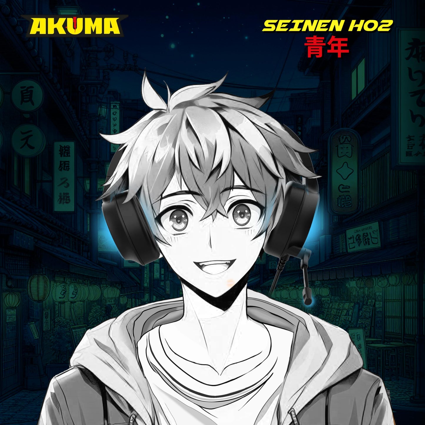 AKUMA SEINEN H02 - Casque Gaming avec Basses Profondes, Noir