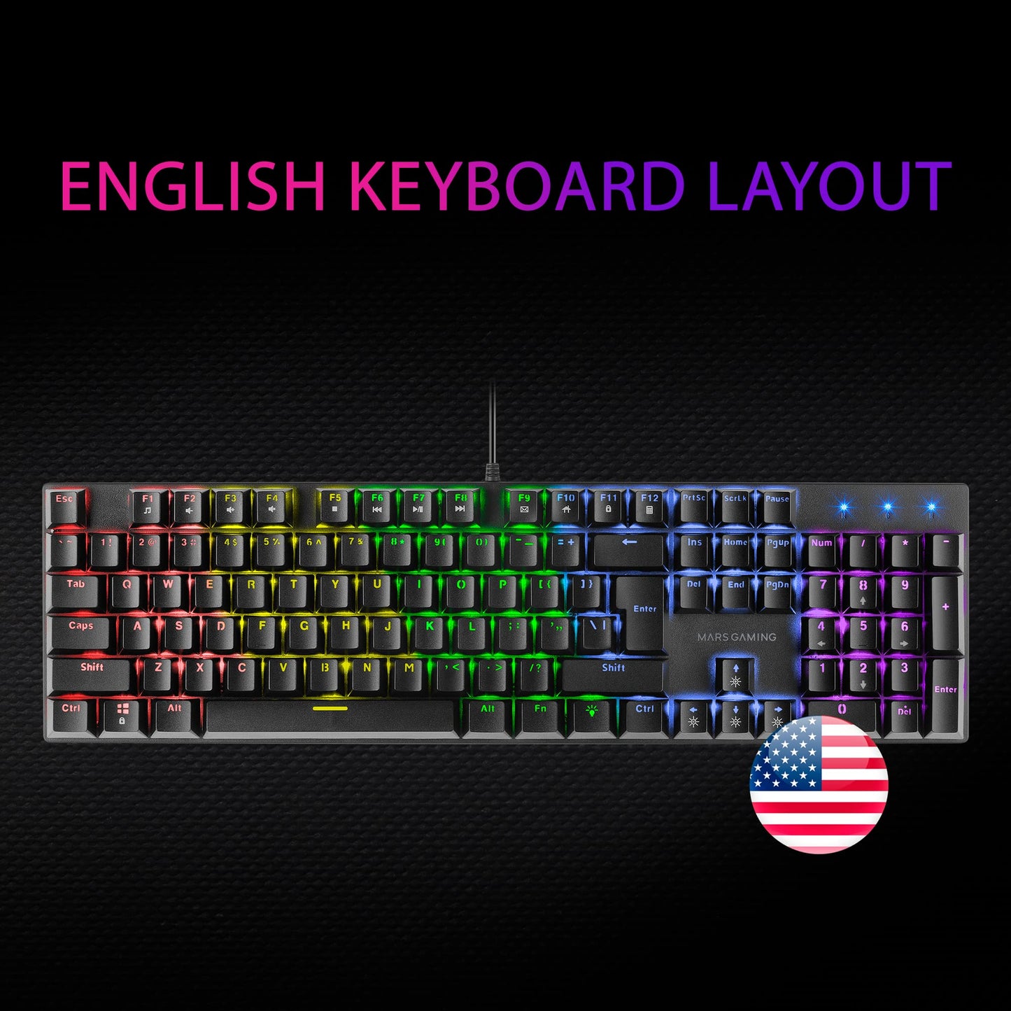 Mars Gaming MK422 RGB Mechanical Keyboard, Brown Switch, US
