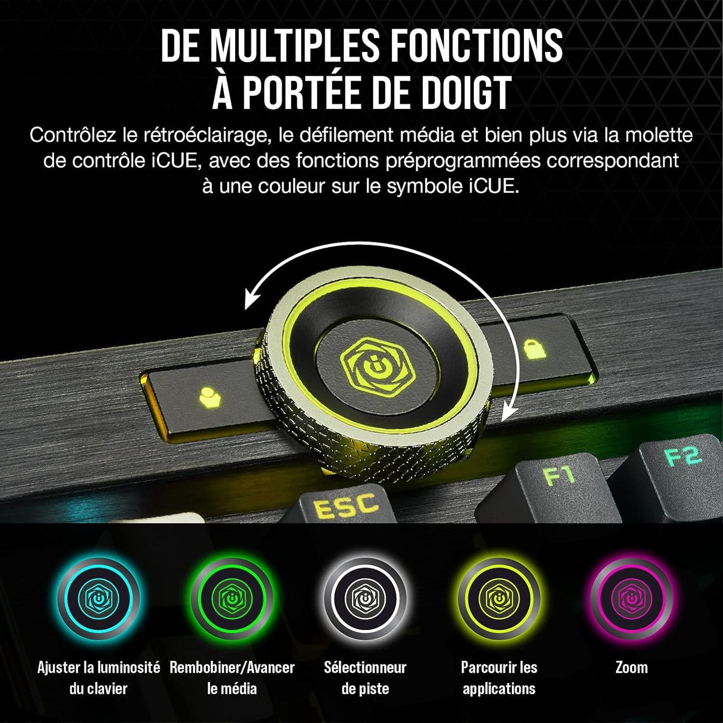 Corsair K100 RGB Clavier Gaming - Switch OPX, AZERTY, Touches PBT, Stream Deck