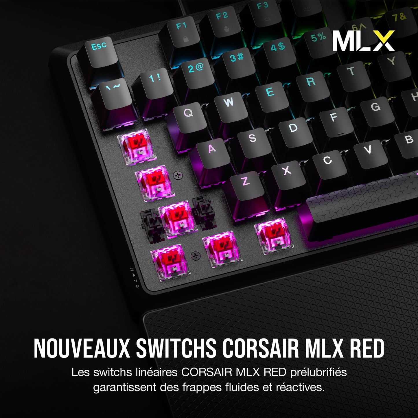 CORSAIR K70 CORE RGB Clavier Méca AZERTY, MLX Red, SOCD, Contrôle Média