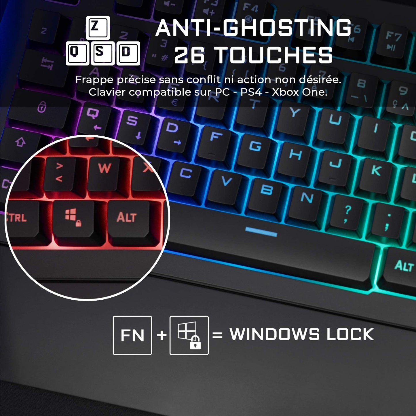 G-Lab Keyz Palladium Clavier Gamer AZERTY RGB, Magnétique, Anti-ghosting