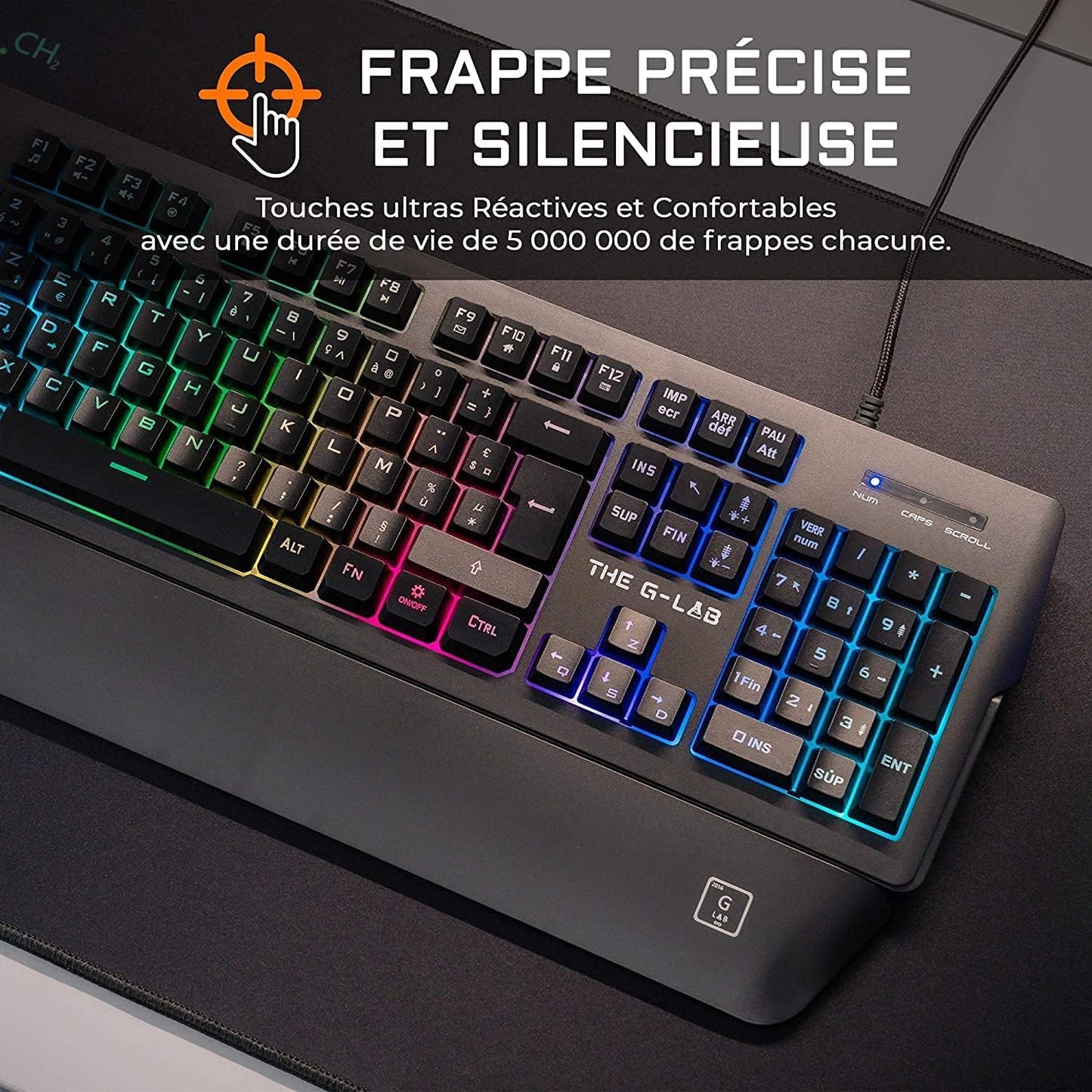 G-Lab Keyz Palladium Clavier Gamer AZERTY RGB, Magnétique, Anti-ghosting