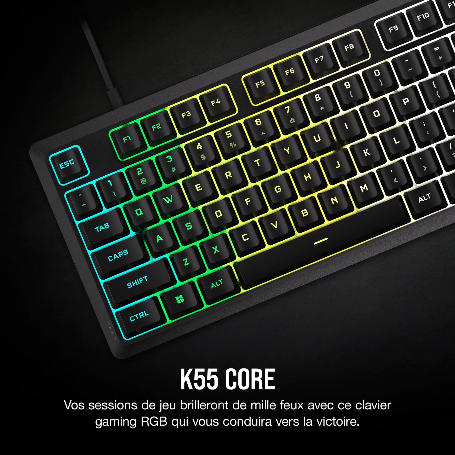 Corsair K55 Core Clavier Gaming AZERTY, RGB 10 Zones, Compatible iCUE