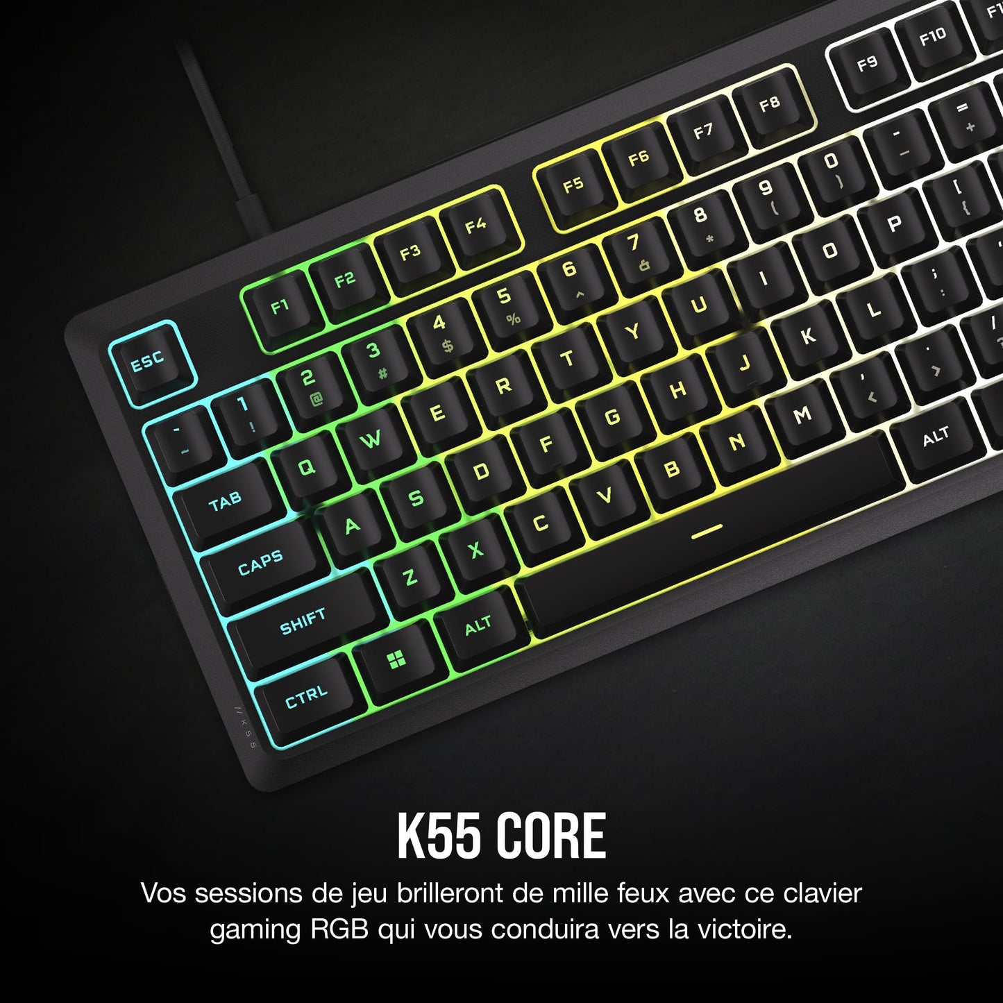 Corsair K55 Core Clavier Gaming AZERTY, RGB 10 Zones, Compatible iCUE