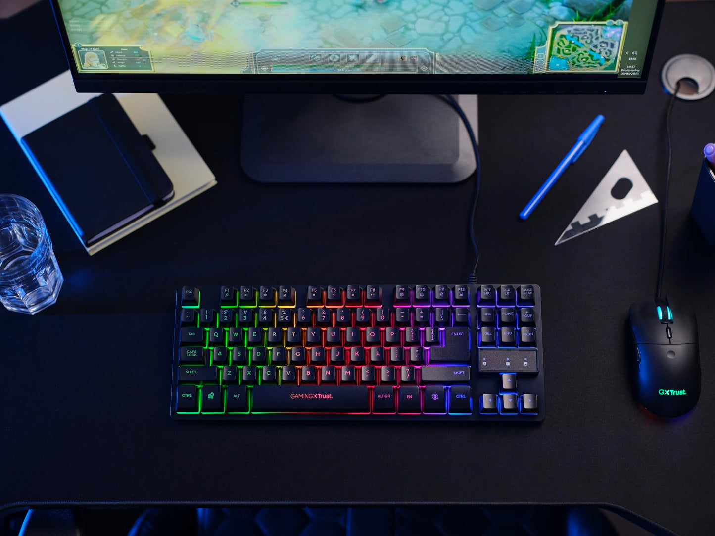 Trust GXT 833 TKL RGB Gaming Keyboard, AZERTY, USB, Black