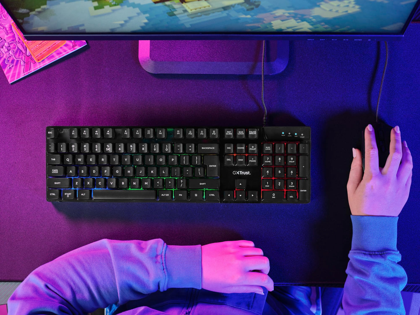 Trust GXT 835 Clavier Gamer AZERTY RGB, Membrane, Anti-ghosting, USB