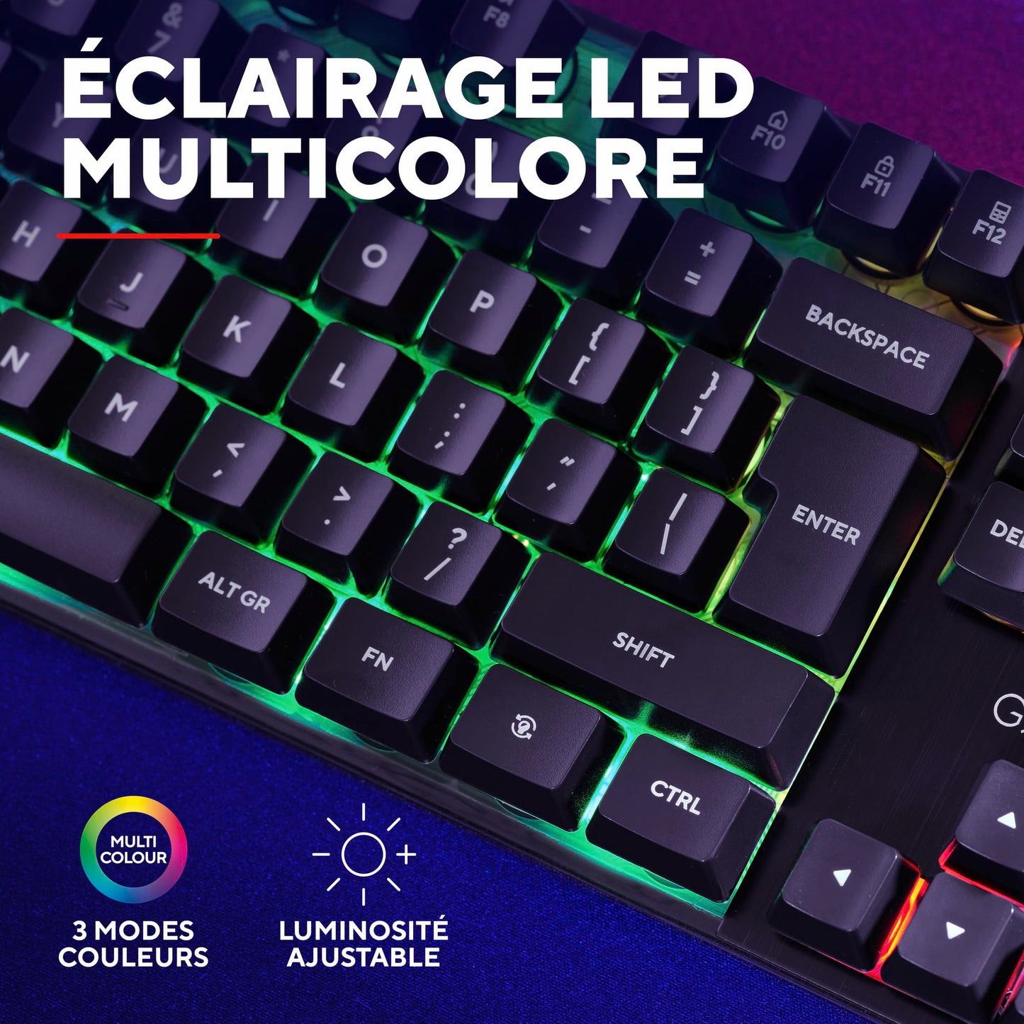 Trust GXT 835 Clavier Gamer AZERTY RGB, Membrane, Anti-ghosting, USB
