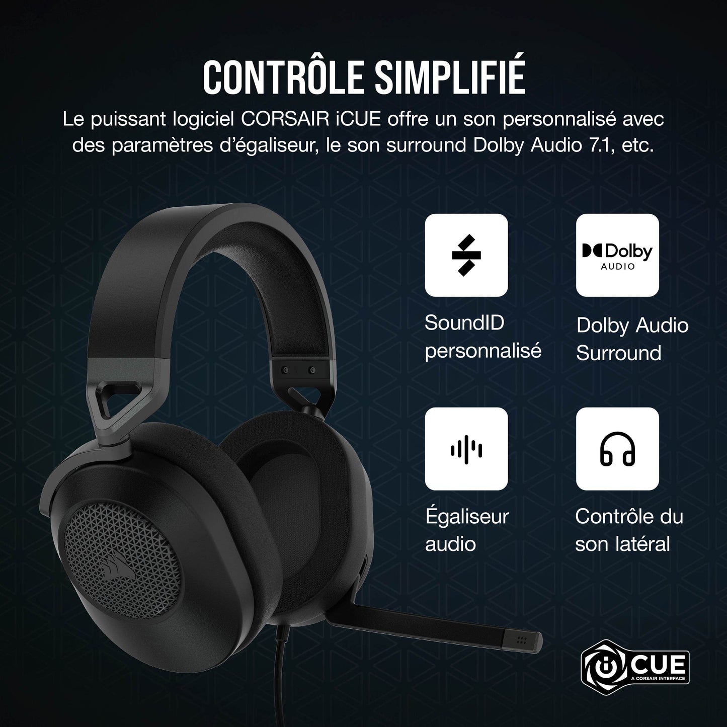 CORSAIR HS65 - Wired 7.1 Gaming Headset, Dolby, SoundID, iCUE