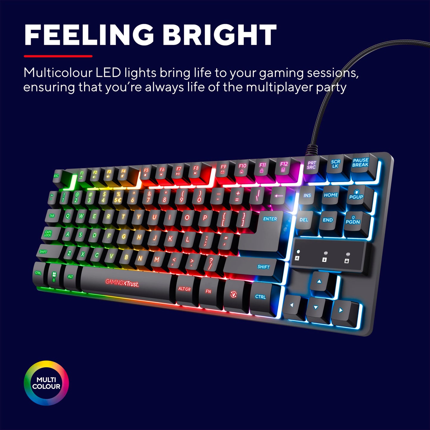 Trust GXT 833 TKL RGB Gaming Keyboard, AZERTY, USB, Black