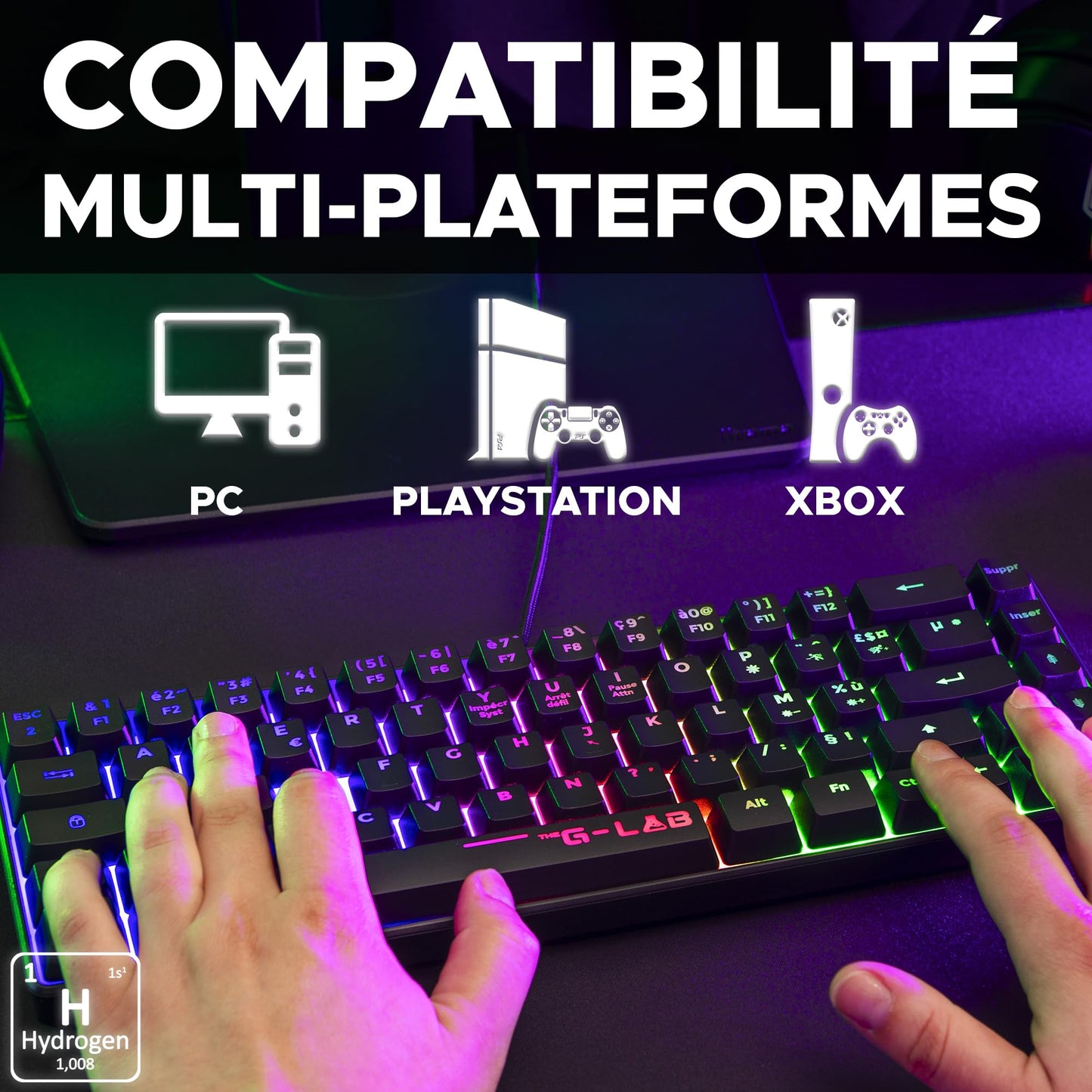 G-LAB Keyz Hydrogen - Compact 60% Keyboard, Semi-Mechanical, RGB