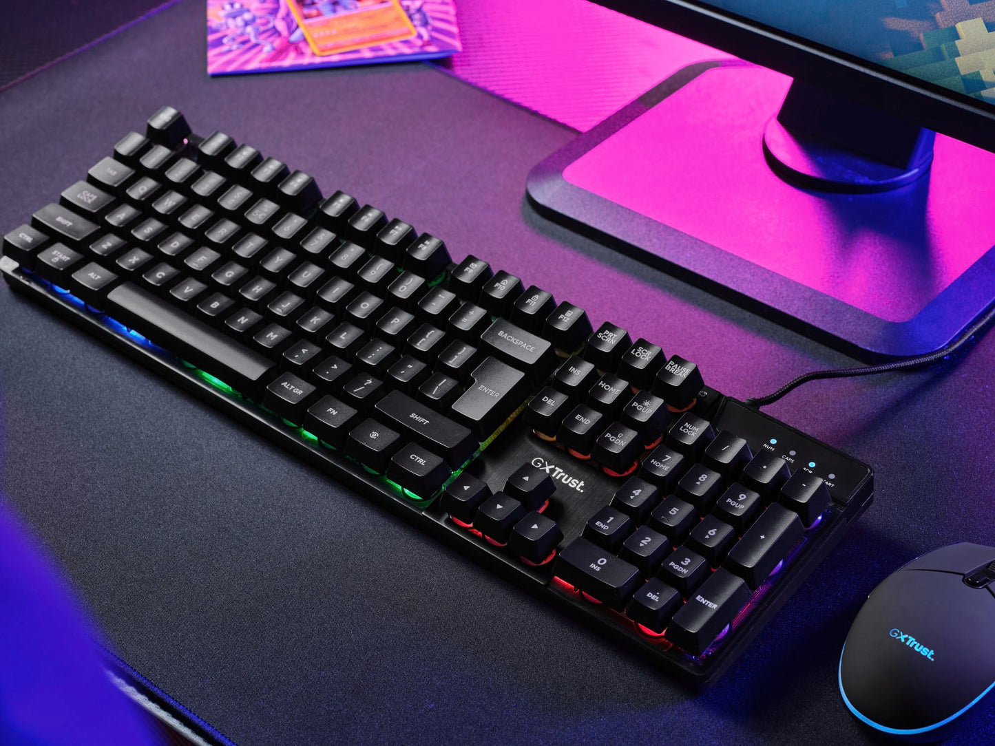 Trust GXT 835 Clavier Gamer AZERTY RGB, Membrane, Anti-ghosting, USB
