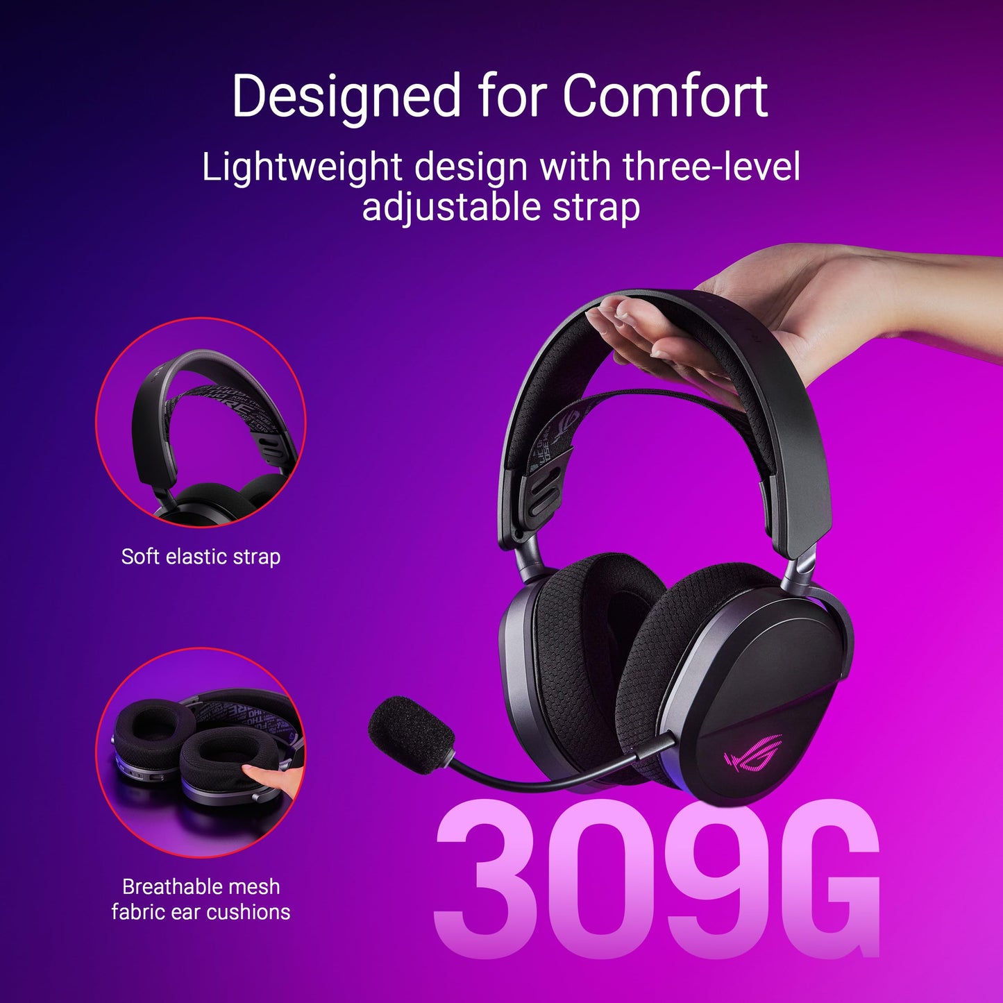 ASUS ROG Pelta - Speednova Wireless, Titanium 50mm, 60h Playtime