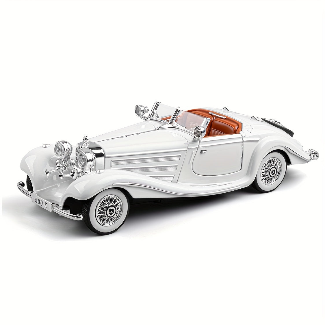 1:24 500K Vintage Convertible - Diecast Metal Car w/ Sound & Lights