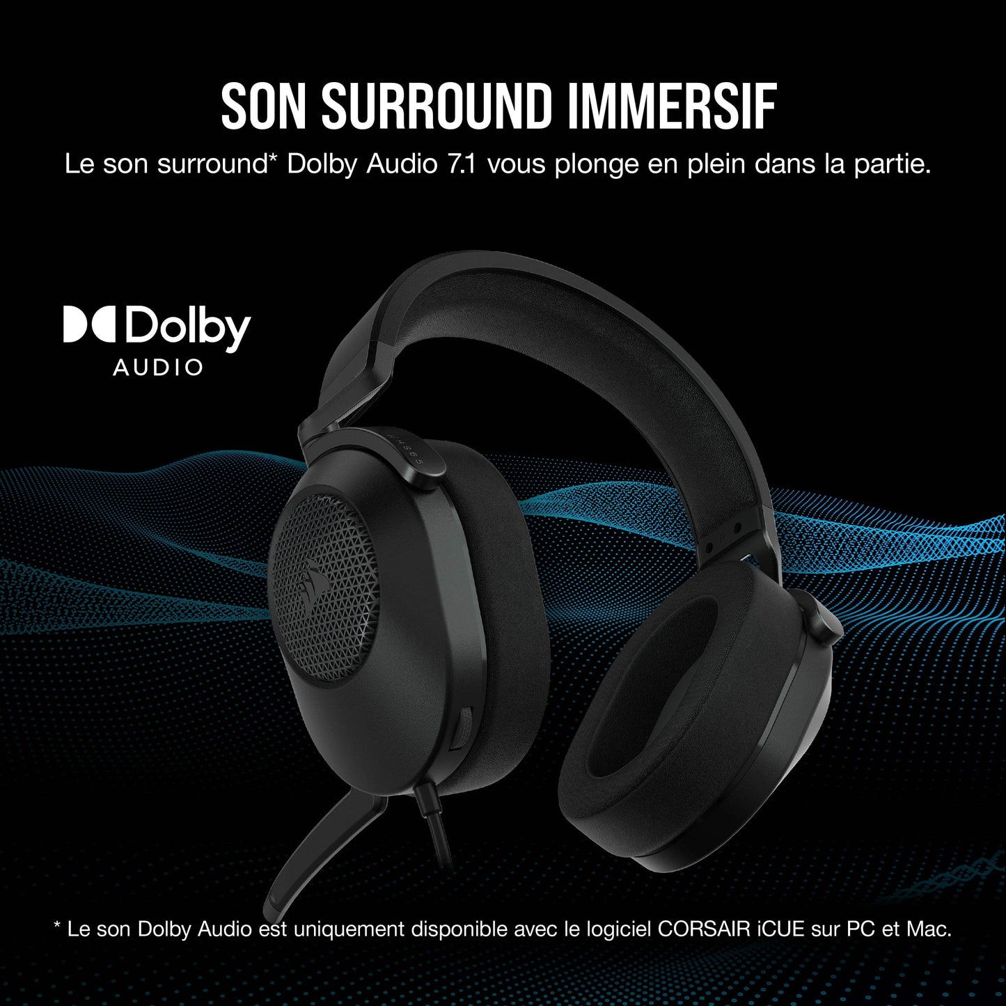 CORSAIR HS65 - Wired 7.1 Gaming Headset, Dolby, SoundID, iCUE