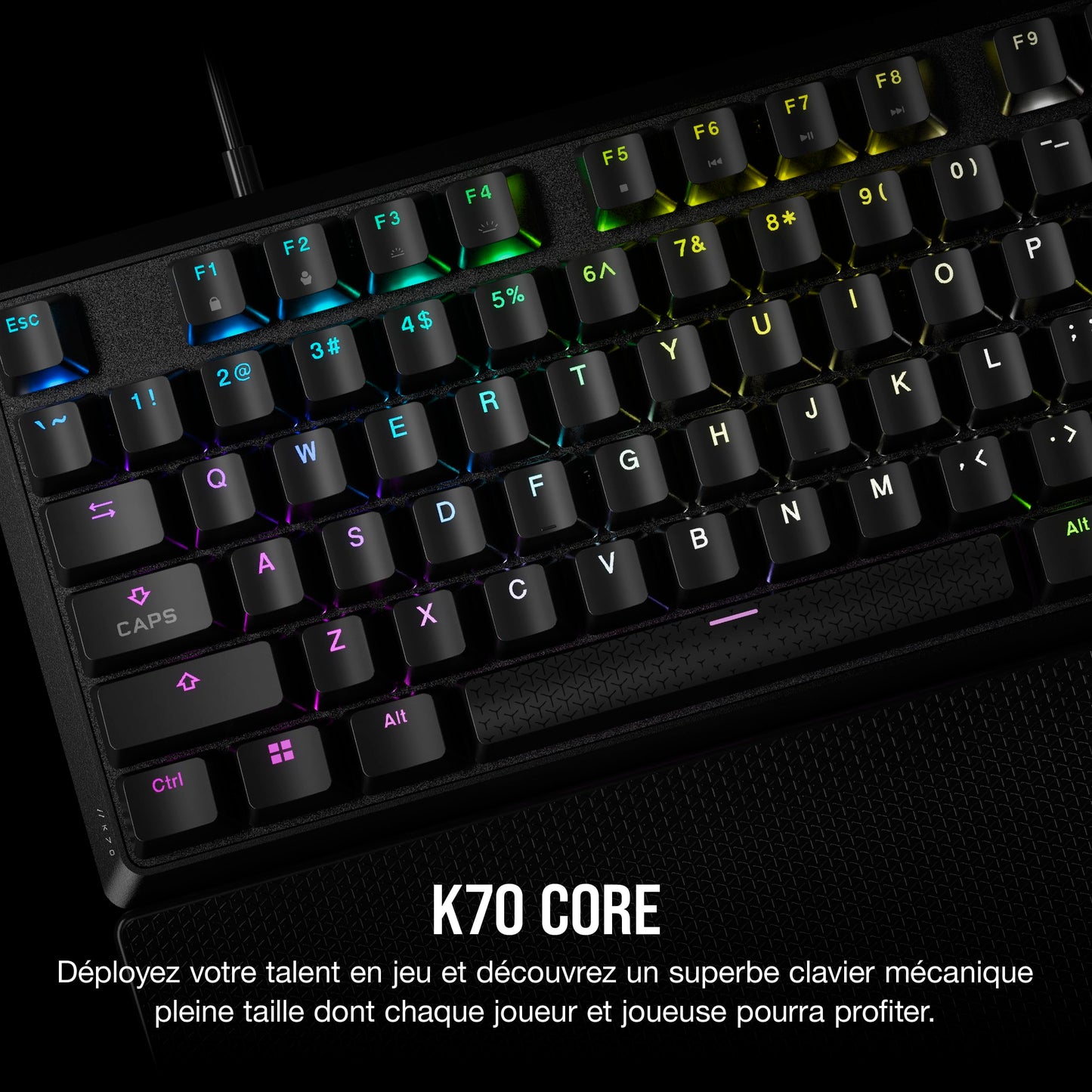 CORSAIR K70 CORE RGB Clavier Méca AZERTY, MLX Red, SOCD, Contrôle Média