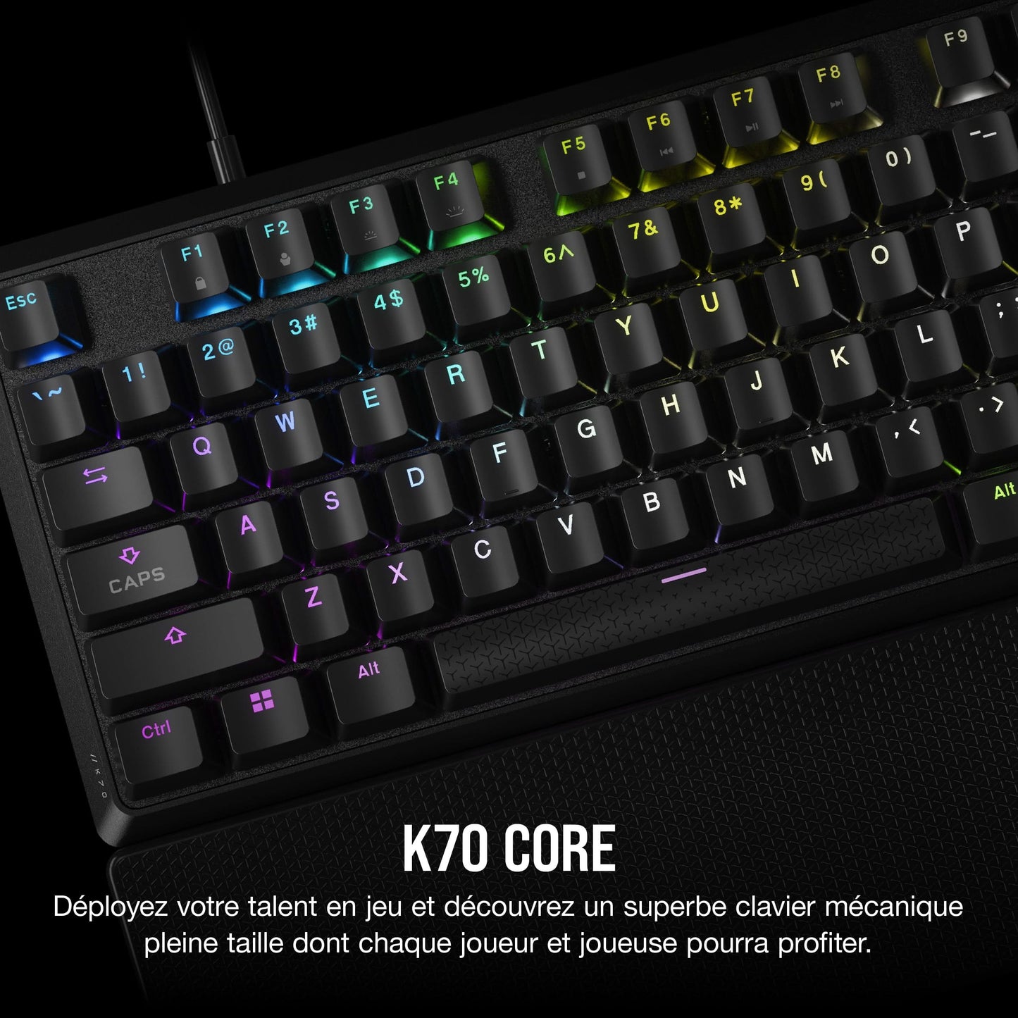 CORSAIR K70 CORE RGB Clavier Méca AZERTY, MLX Red, SOCD, Contrôle Média