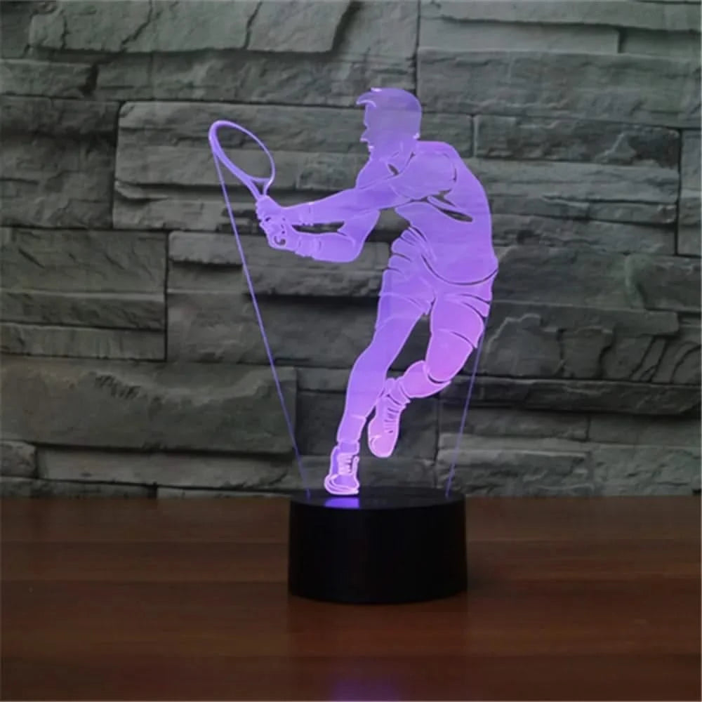 Acrylic Tennis 3D Illusion Lamp LED Night Light for Kids Bedroom Decor