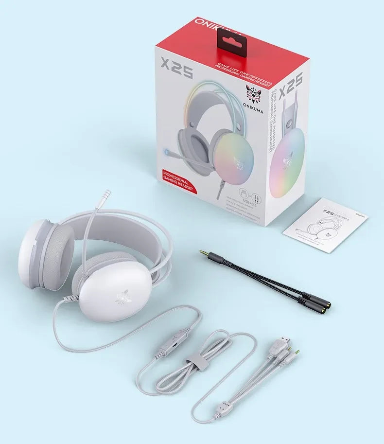 ONIKUMA X25 Gaming Headset with RGB Light & Microphone for PS4/PS5