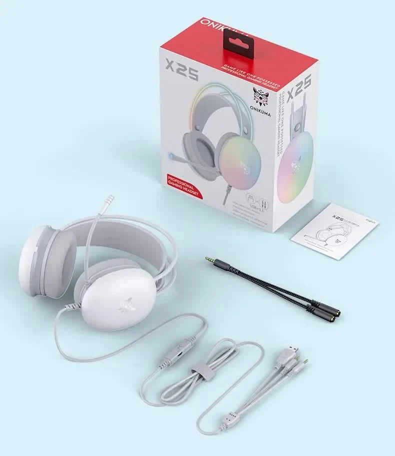 ONIKUMA X25 Gaming Headset with RGB Light & Microphone for PS4/PS5