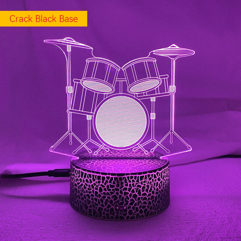 Creative Drum Set 3D Lamp LED with Remote & Touch Switch - 7 Color Change