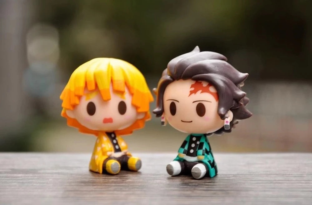4PCS Anime Demon Slayer Mini Figurines Set - Nezuko, Tanjirou, Zenitsu, Inosuke