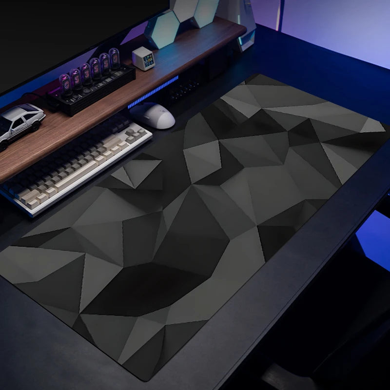 Large Rubber Mouse Pad Gaming Mat - Non-Slip 3D HD Diamond Grid 50x100cm