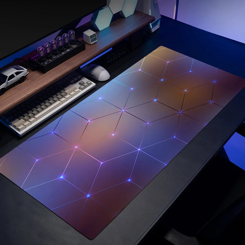 Large Rubber Mouse Pad Gaming Mat - Non-Slip 3D HD Diamond Grid 50x100cm
