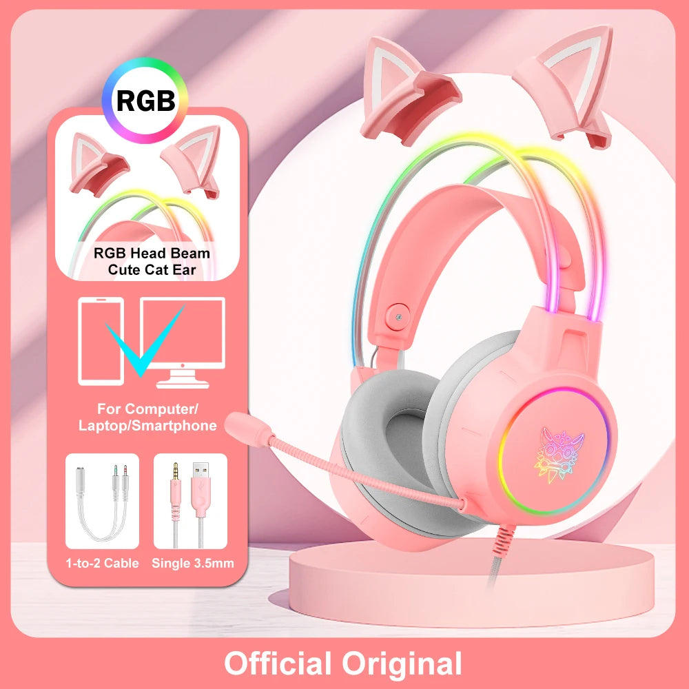 ONIKUMA RGB Gaming Headphones with HD Mic for PC, PS4, Xbox, Switch