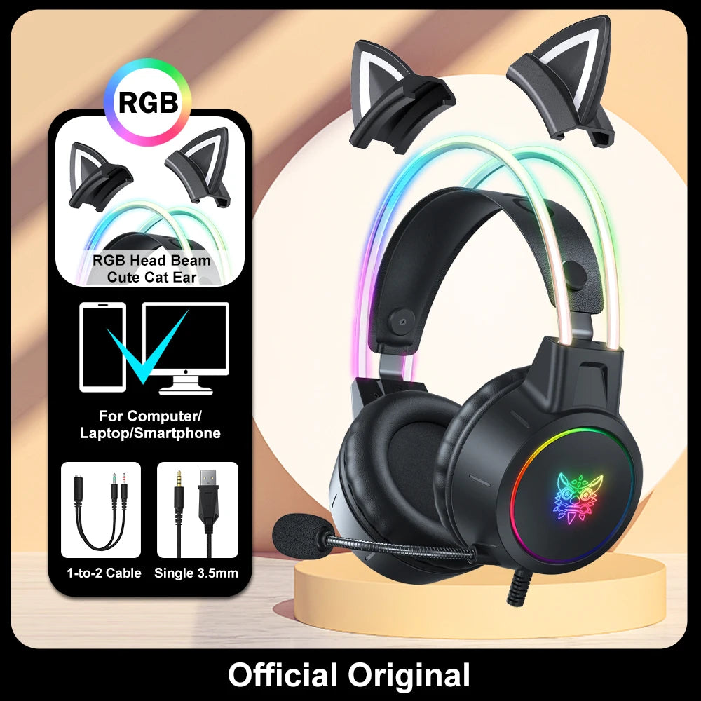 ONIKUMA RGB Gaming Headphones with HD Mic for PC, PS4, Xbox, Switch