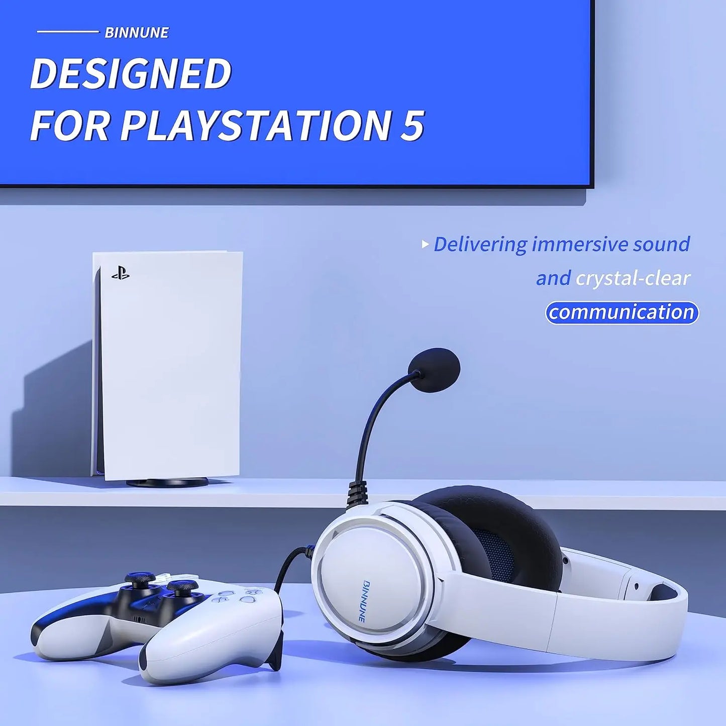 BINNUNE Wired Gaming Headset with Mic for PS4, PS5, Xbox, PC & Switch