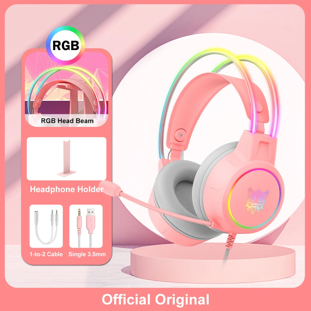 ONIKUMA RGB Gaming Headphones with HD Mic for PC, PS4, Xbox, Switch