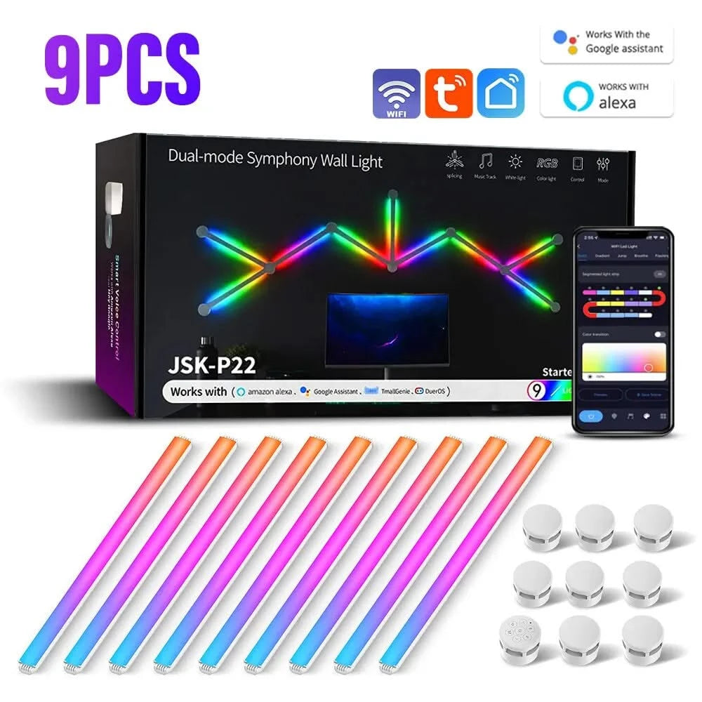 Smart RGBIC LED Light Bar – DIY Wall Lamp for Gaming & TV Backlight