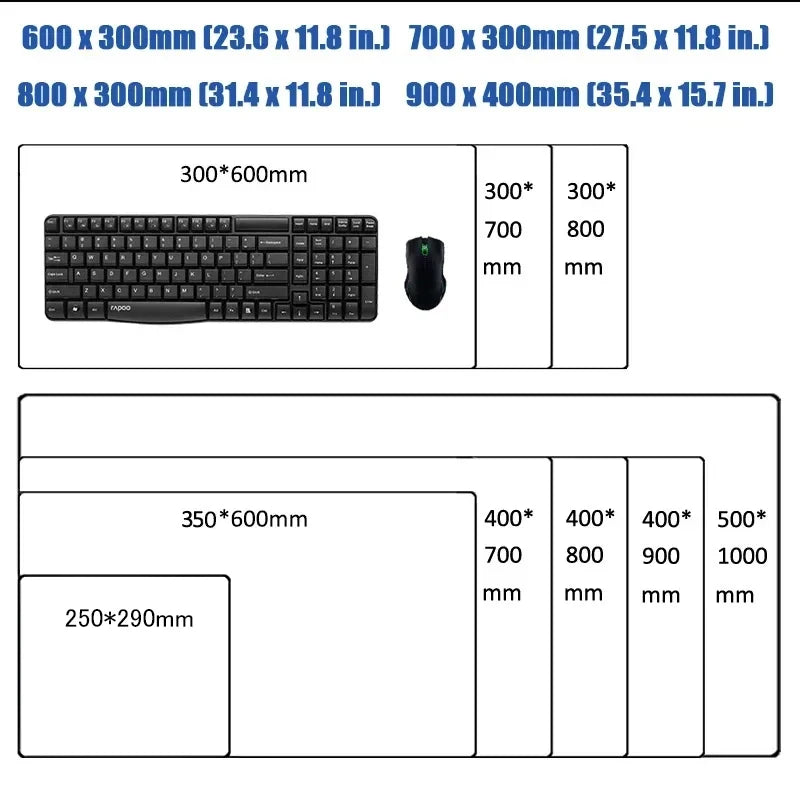 Large Rubber Mouse Pad Gaming Mat - Non-Slip 3D HD Diamond Grid 50x100cm