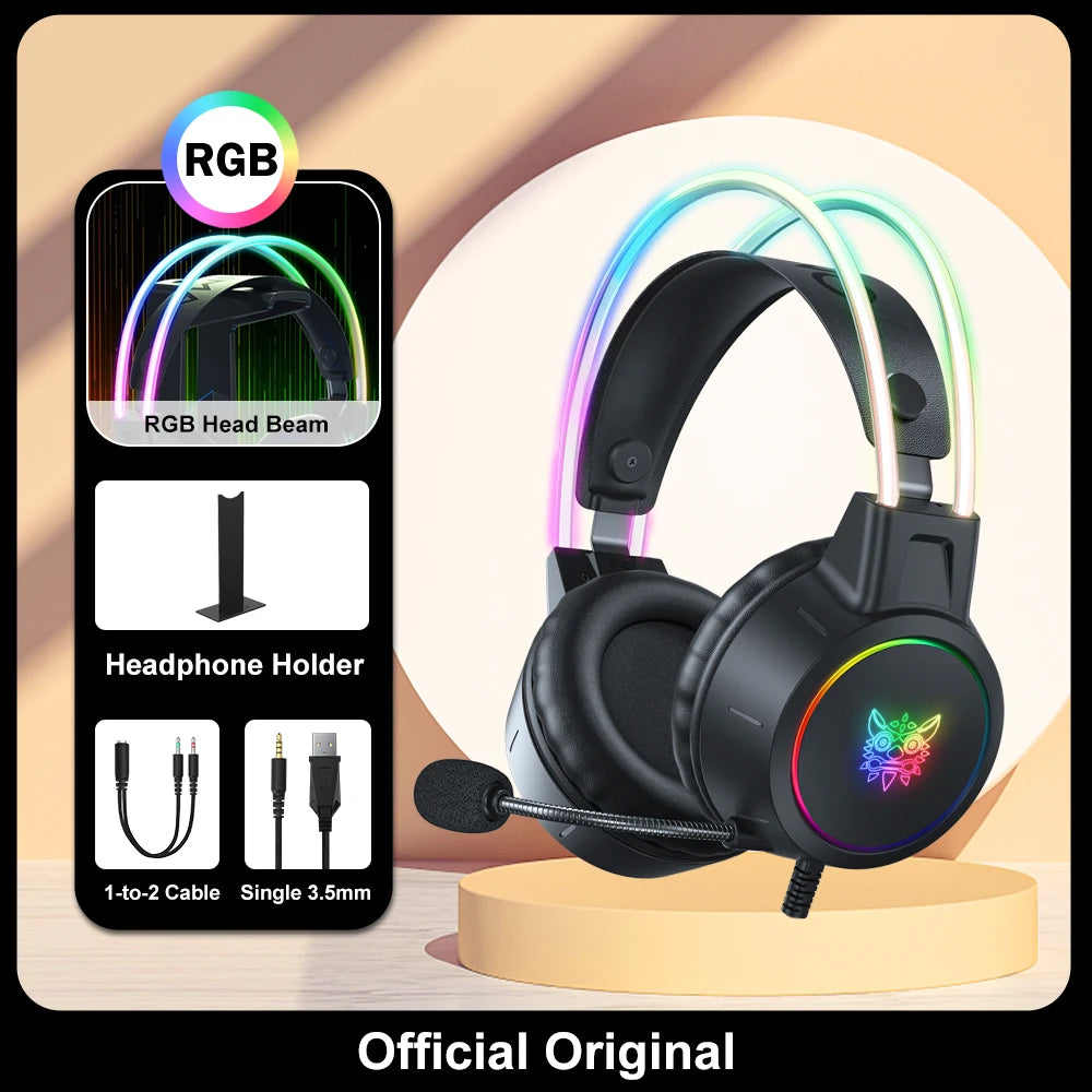 ONIKUMA RGB Gaming Headphones with HD Mic for PC, PS4, Xbox, Switch