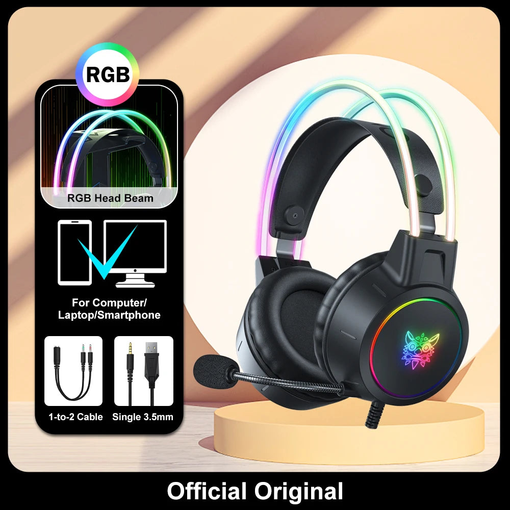 ONIKUMA RGB Gaming Headphones with HD Mic for PC, PS4, Xbox, Switch