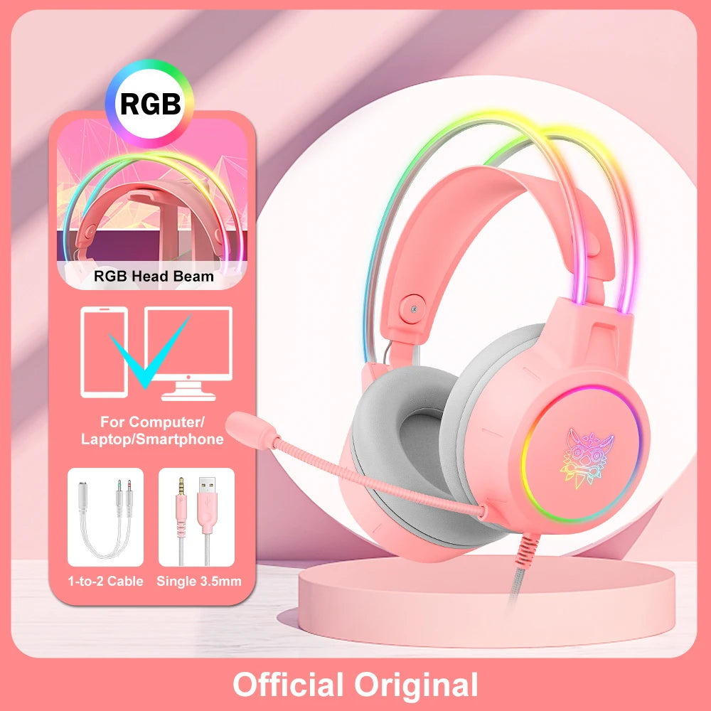 ONIKUMA RGB Gaming Headphones with HD Mic for PC, PS4, Xbox, Switch
