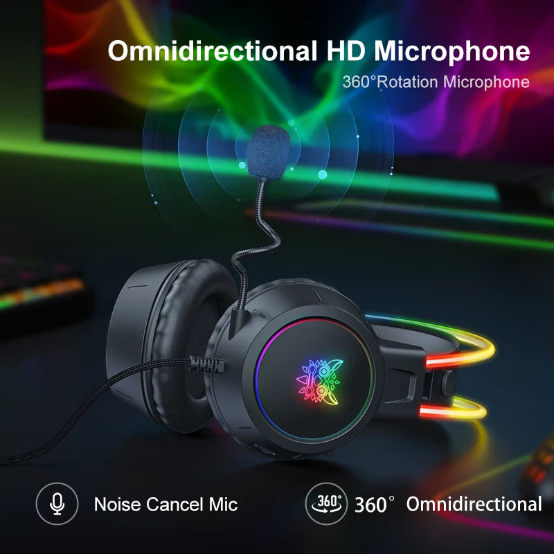 ONIKUMA RGB Gaming Headphones with HD Mic for PC, PS4, Xbox, Switch