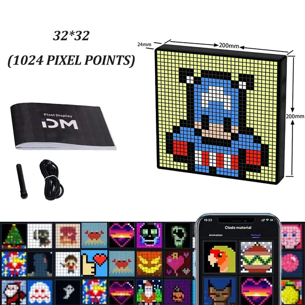 LED Pixel Display Nightlight – Smart APP Control, DIY Text & Animation