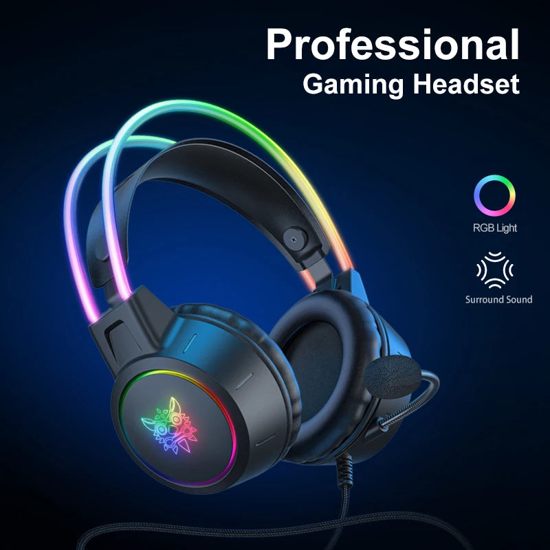 ONIKUMA RGB Gaming Headphones with HD Mic for PC, PS4, Xbox, Switch