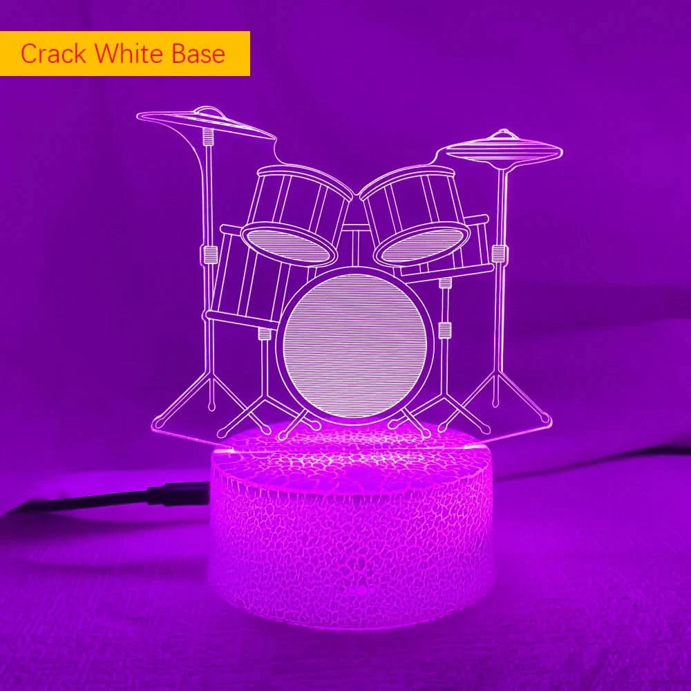 Creative Drum Set 3D Lamp LED with Remote & Touch Switch - 7 Color Change