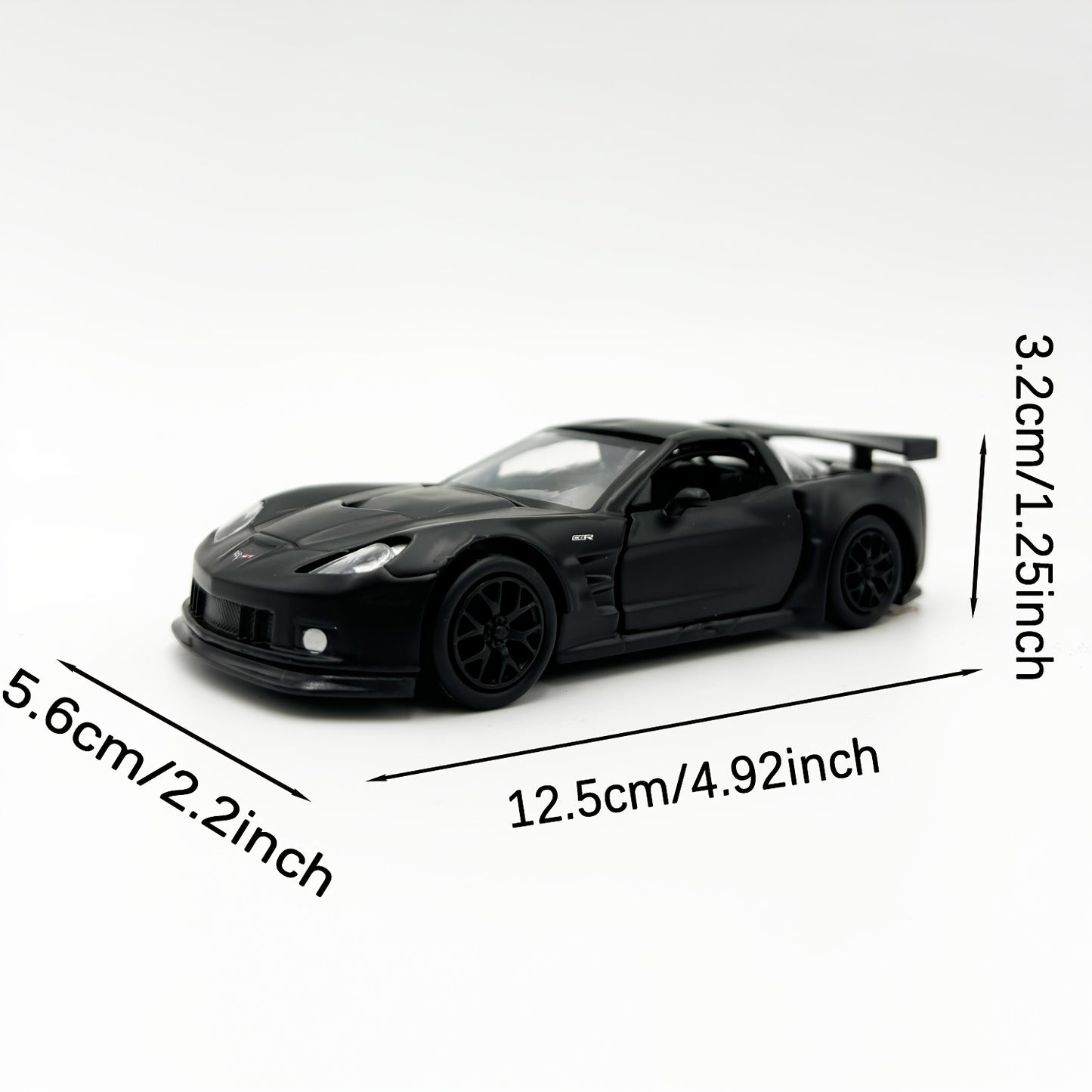MAKEDA Corvette C6-R Black Pull-Back Alloy Car – Openable Door Toy Gift
