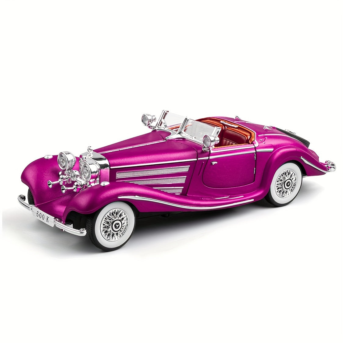 1:24 500K Vintage Convertible - Diecast Metal Car w/ Sound & Lights