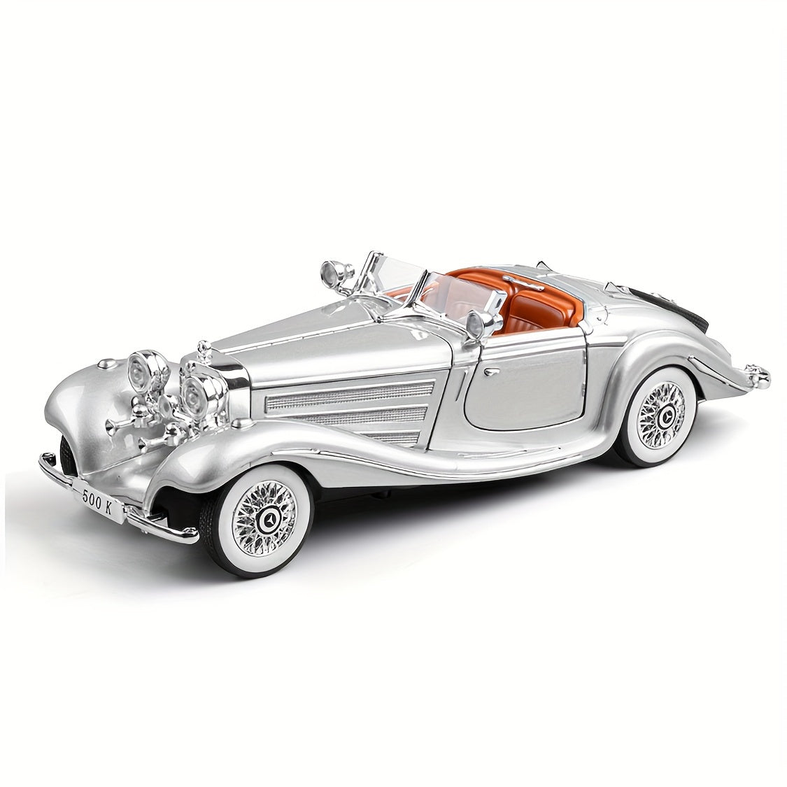 1:24 500K Vintage Convertible - Diecast Metal Car w/ Sound & Lights