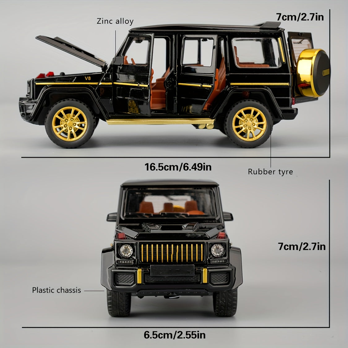 1:32 Scale SUV Car Model Toy with Sound & Light – Pull Back Zinc Alloy Vehicle for Kids, Boy & Girl Gift (Black)