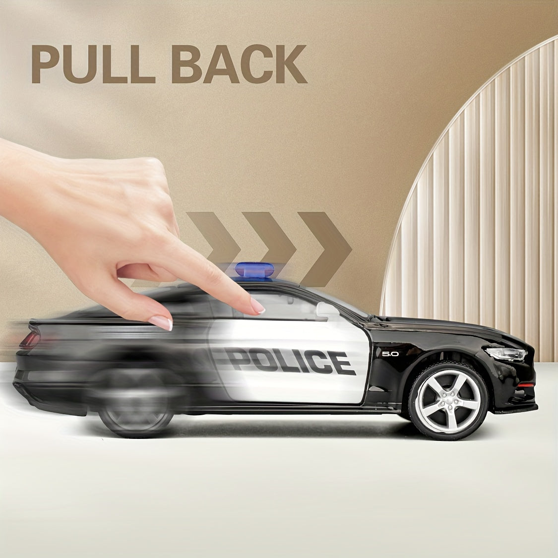 RMZCITY 1/36 Ford Mustang Police Car - Zinc Alloy Pull Back Toy