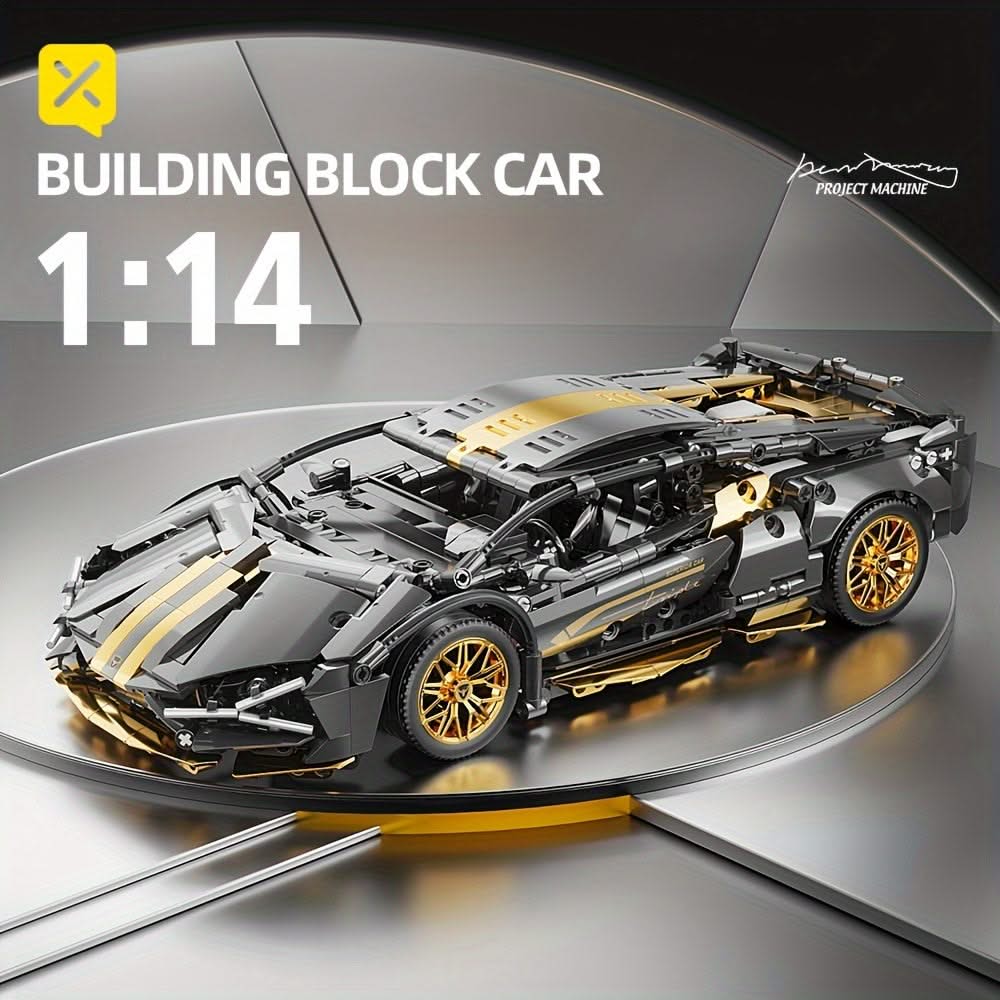 Black & Golden Racing Car – Technology Building Blocks Sports Car Model