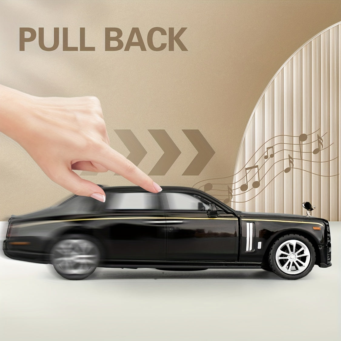 1:36 Zinc Alloy Phantom Model Toy Car – Pull-Back with Sound & Light