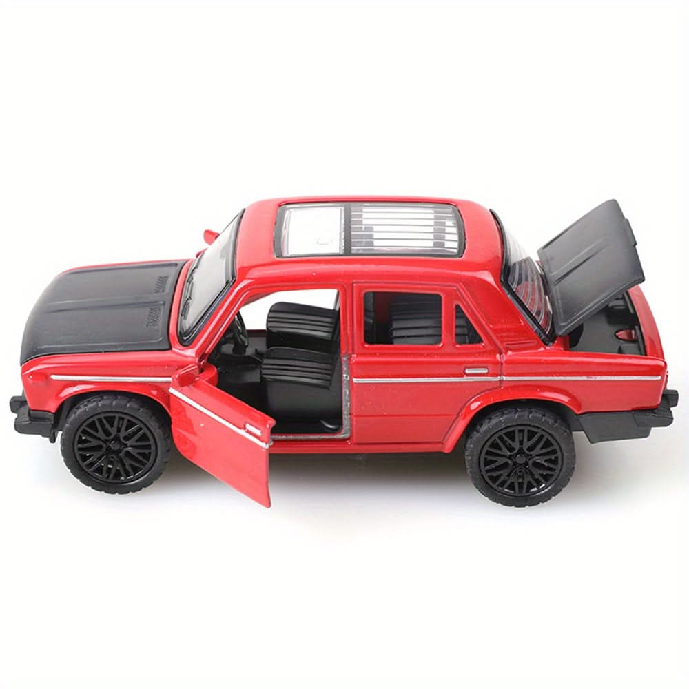 1:36 Scale Alloy Vintage Red Sedan – Realistic Car Model with Opening Doors