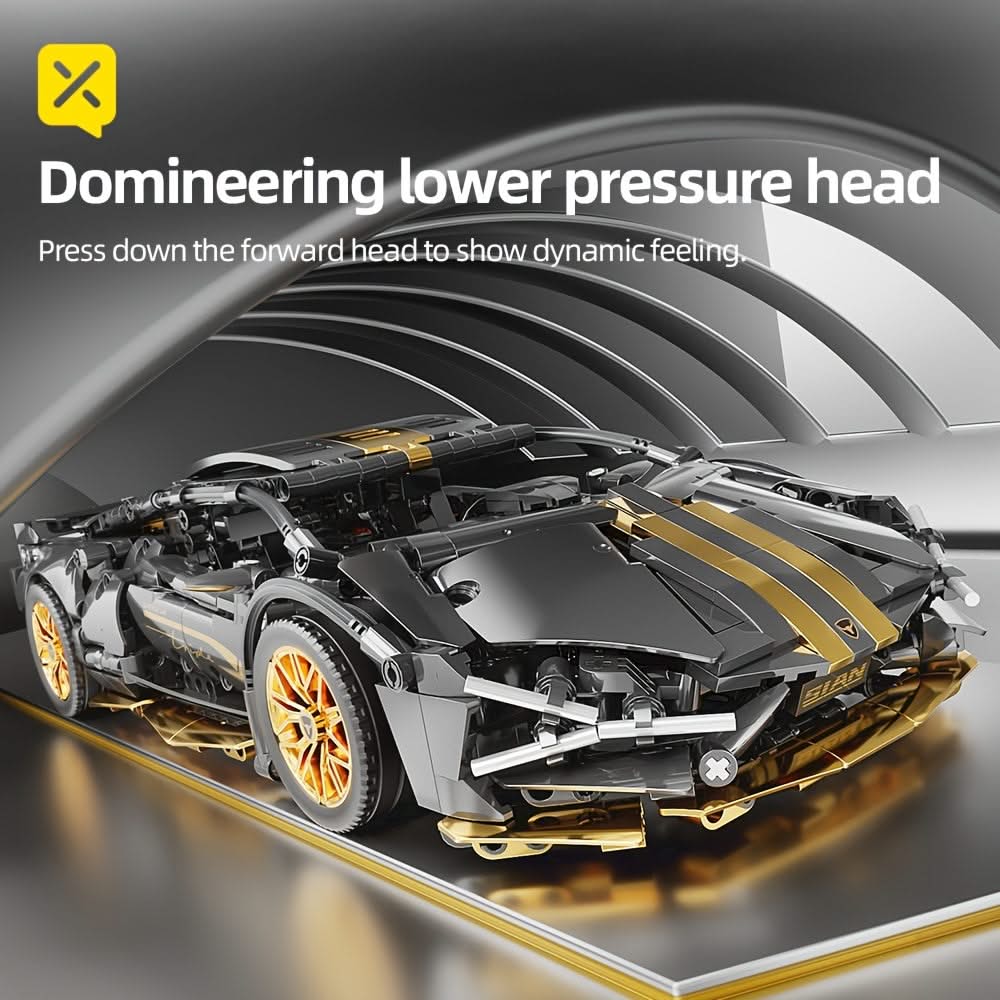 Black & Golden Racing Car – Technology Building Blocks Sports Car Model