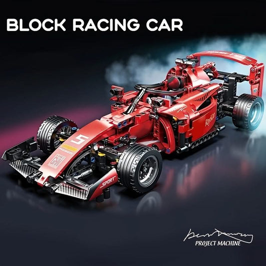 Technic Red Racing Car Building Kit - STEM Model Compatible w/ Major Brands